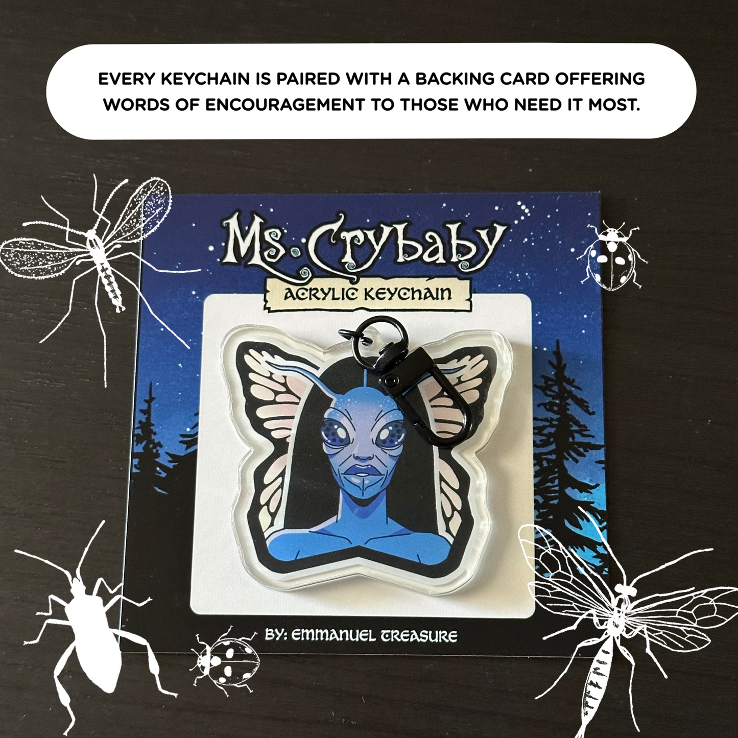 Ms. Crybaby Butterfly (Keychain) — Opaque Pink